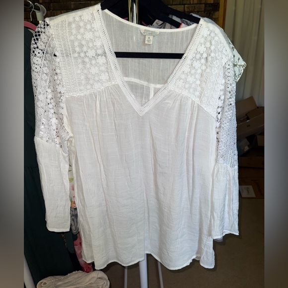 Cato Tops - CATO White Lace Detail Women's Top